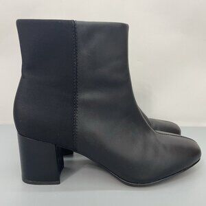 Clarks Collection Chantelle Stone Ankle Boot Booties Leather Zip Black Women 8.5